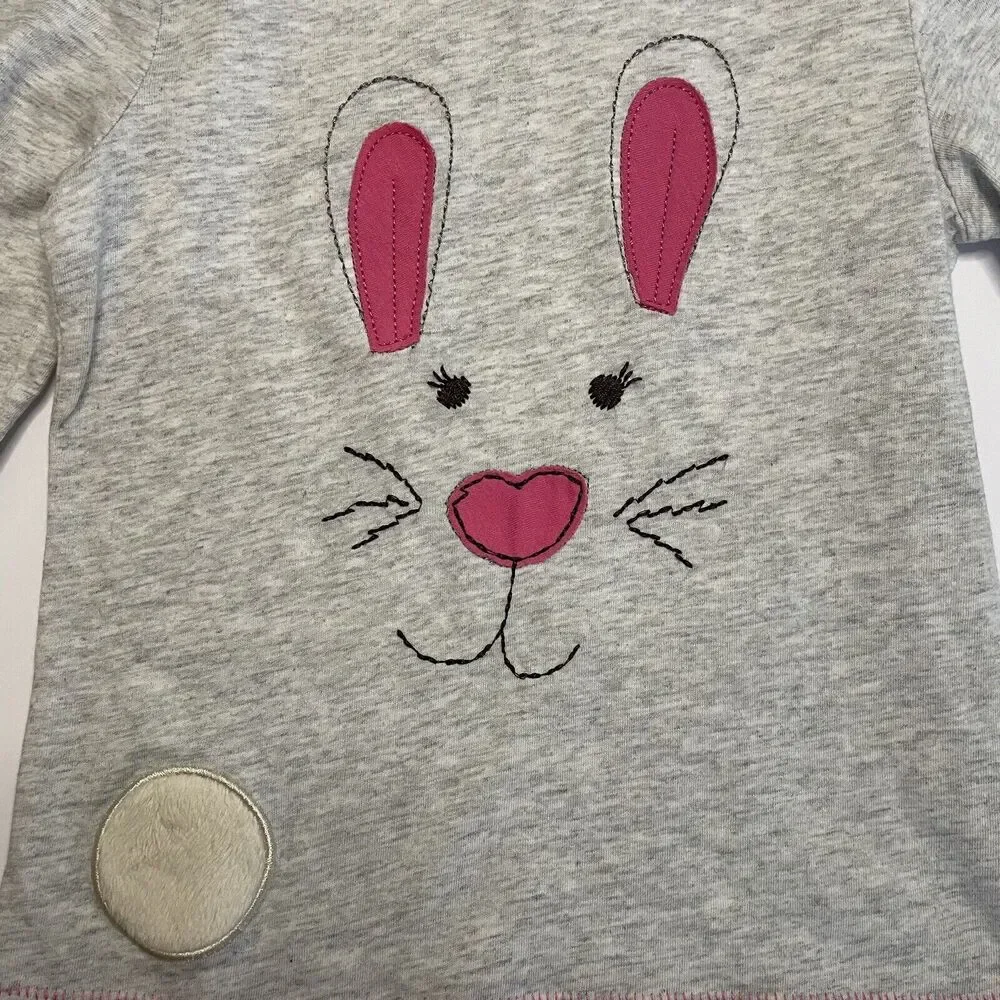 Next Kids Grey Long Sleeve Applique Bunny Face Fuzzy Tail‎ T Shirt Top 3-4 Years